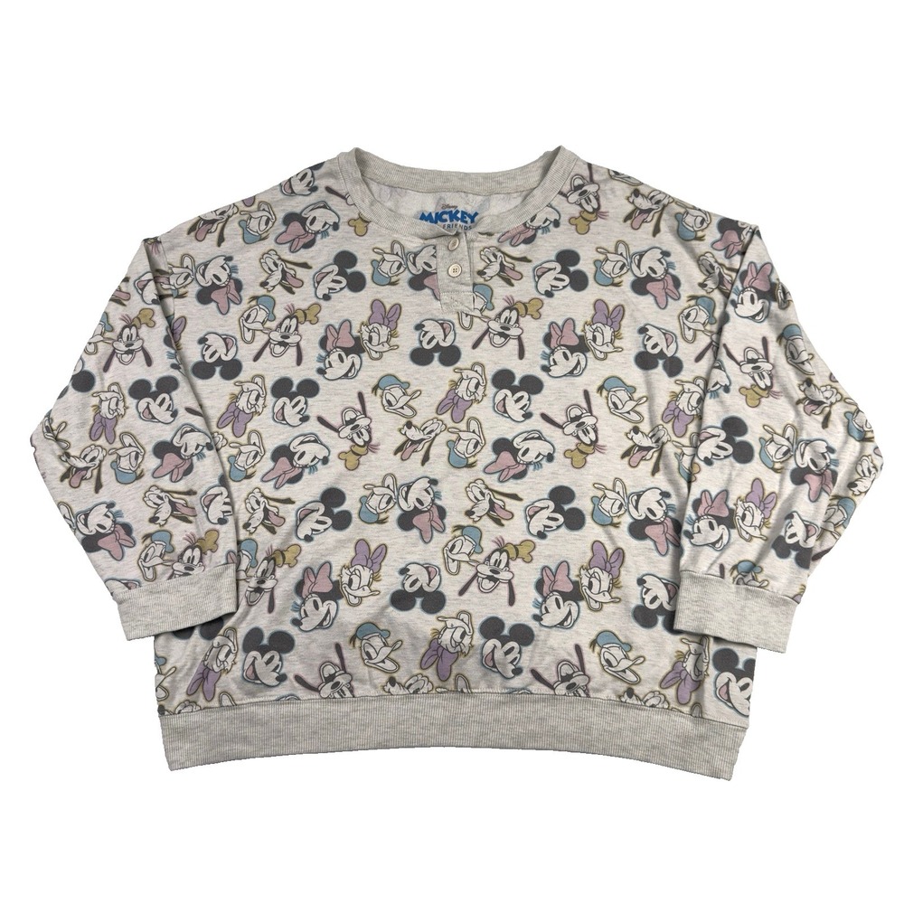 Disney Womens Mickey and Friends Sweatshirt Size 3XL (22W-24W) 1/4 Button
